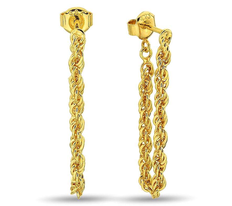 Silver Style Rope Chain Drop Earrings, Sterling