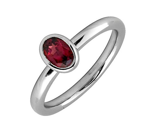 Simply Stacks Sterling & Oval Created-Ruby Ring