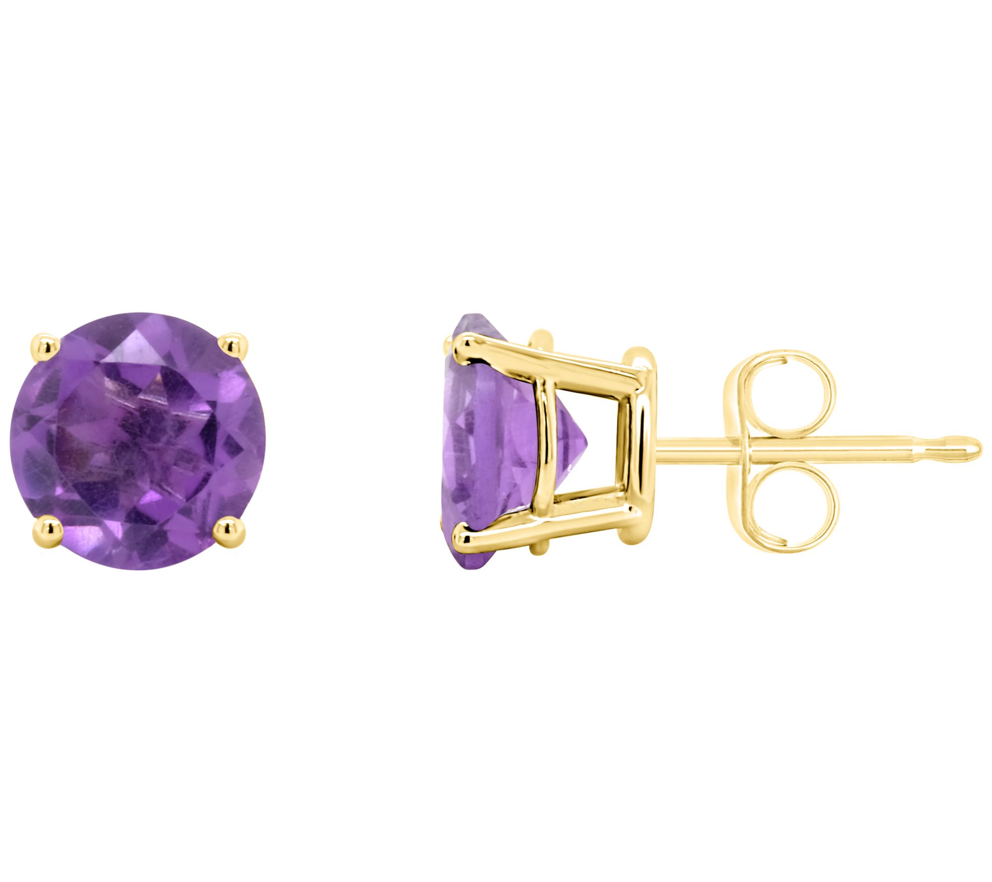 Choice of Birthstone 7.0mm Round Basket Stud Earrings, 14K