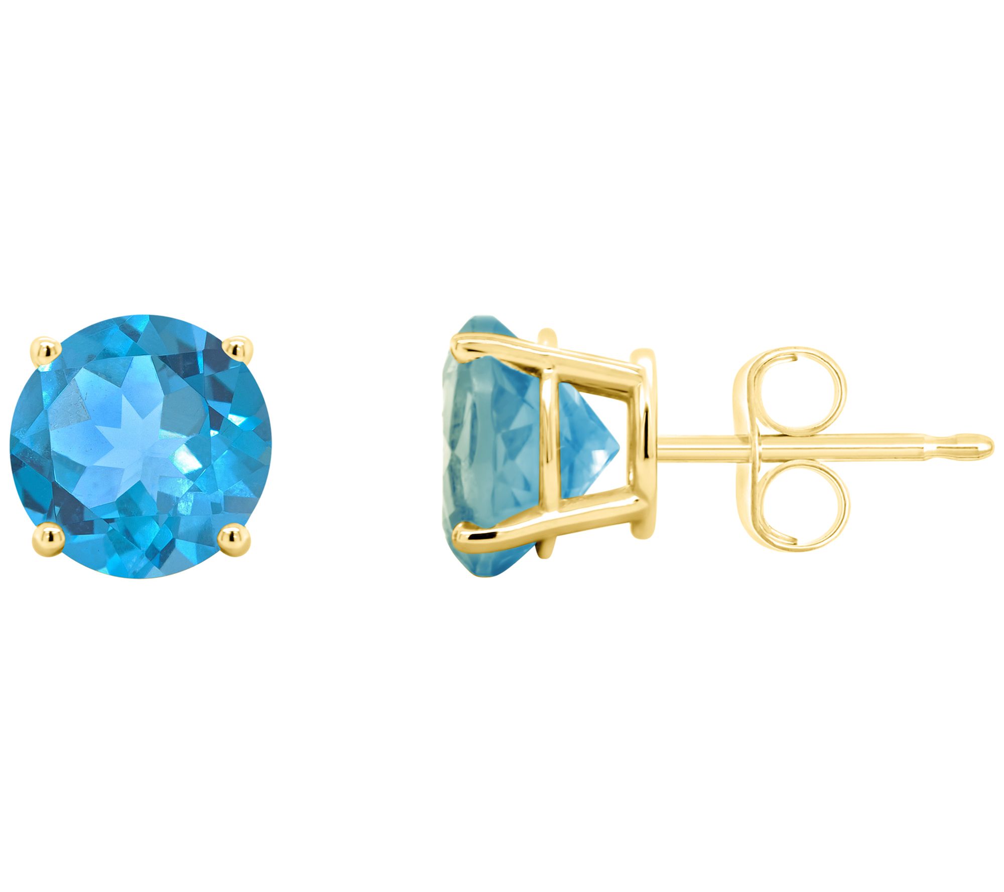 Choice of Birthstone 7.0mm Round Basket Stud Earrings, 14K