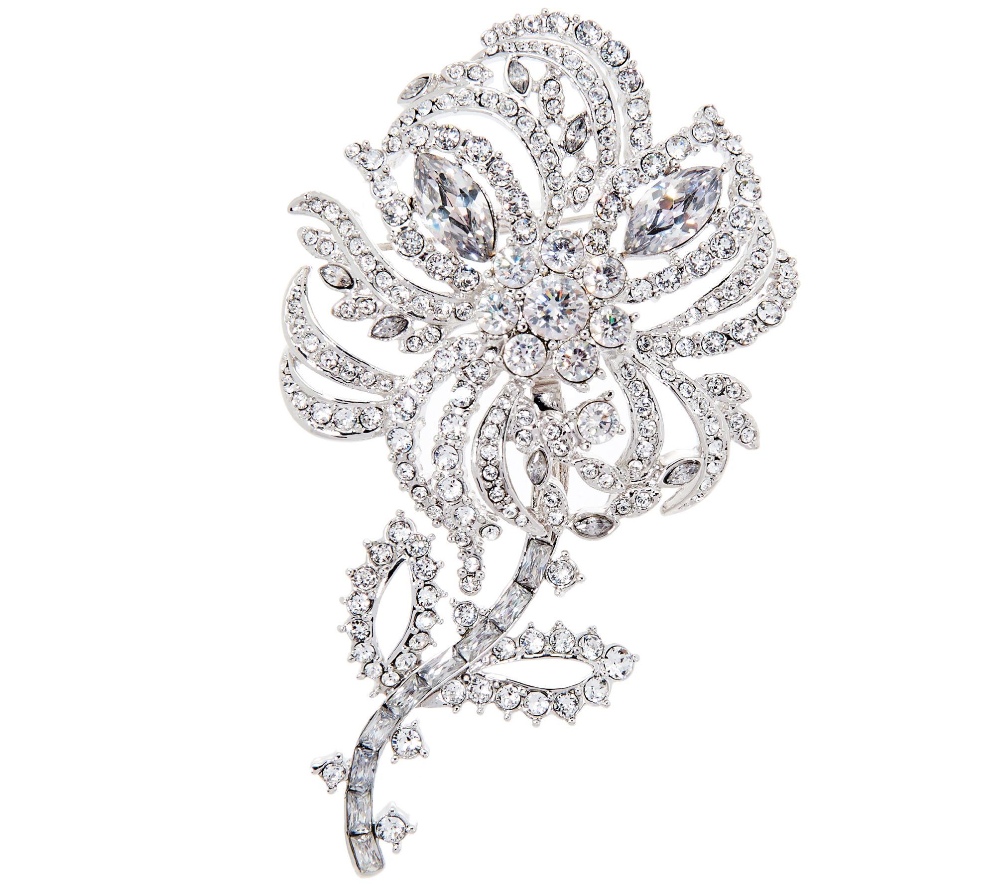 Joan Rivers Pave' Crystal Flower Brooch with Removable Stem - QVC.com