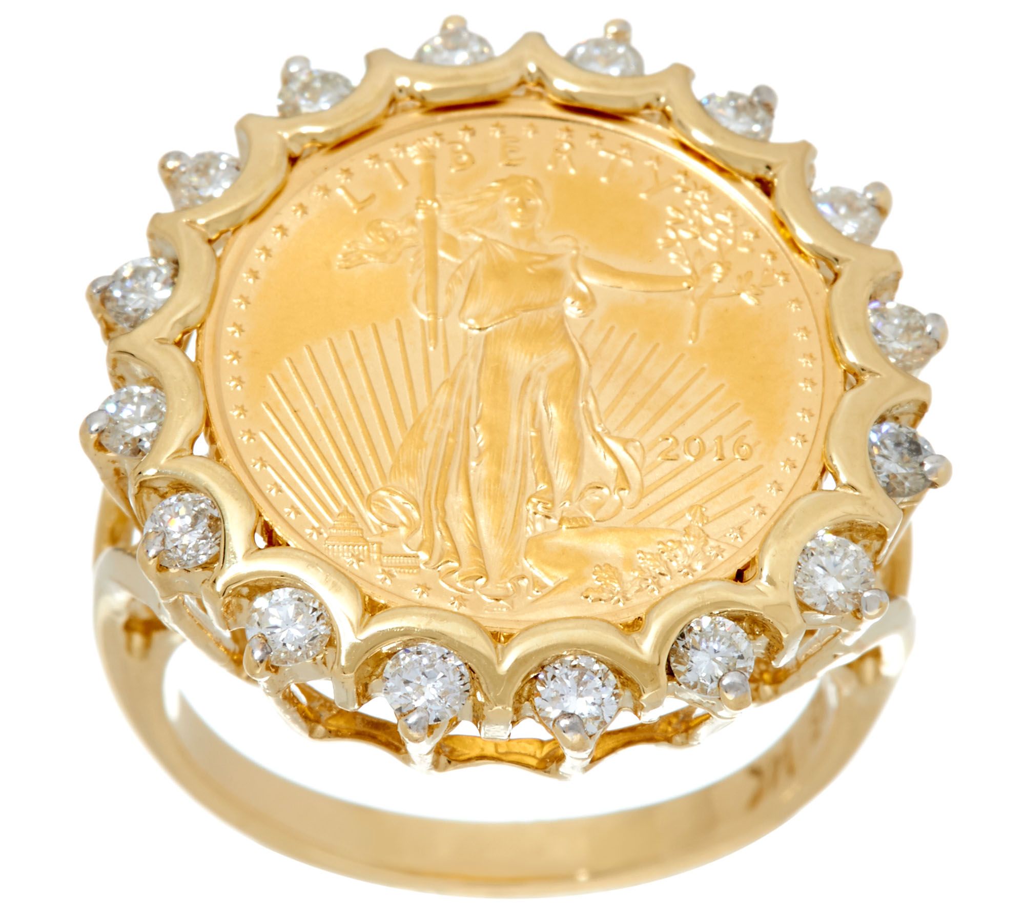 Lady liberty gold hot sale coin ring