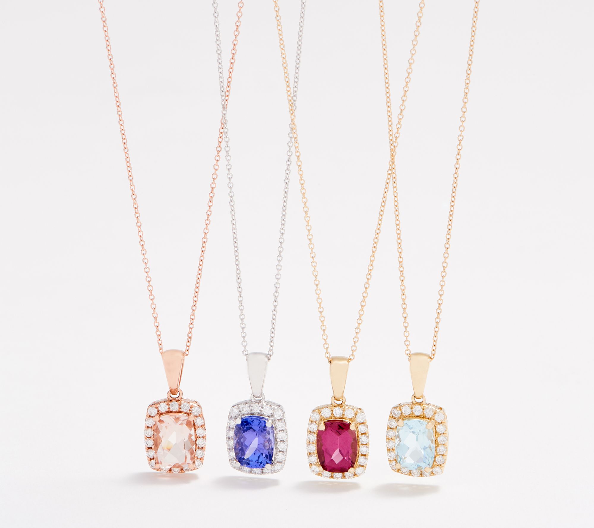 Elongated Cushion Cut Gemstone & Diamond 14K Gold Necklace