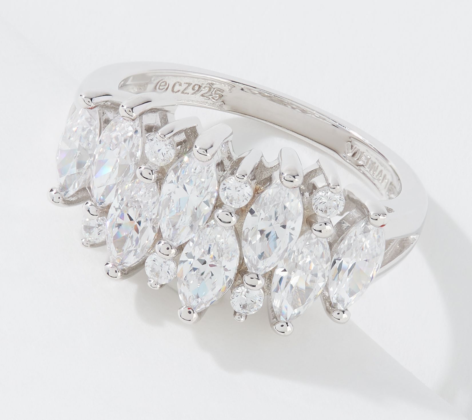 Diamonique x Lisa Mason Dancing Marquise Ring, Platinum Clad - QVC.com