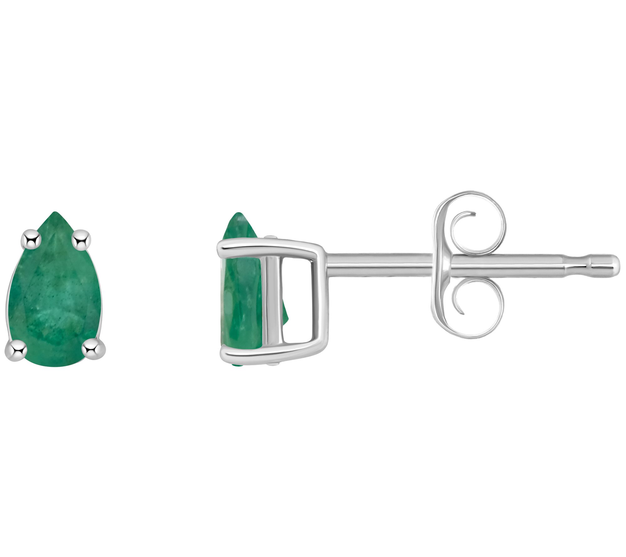 14K Gold Pear Shape 0.50 cttw Emerald Stud Earr ings