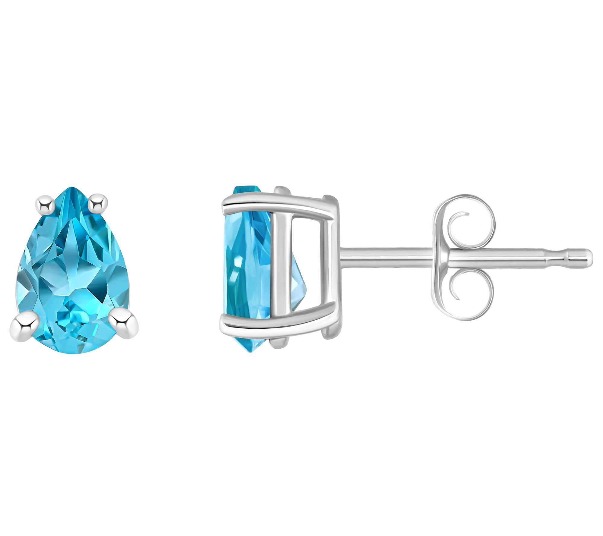 14K Gold Pear-Cut 1.00 cttw Blue Topaz Stud Ear rings