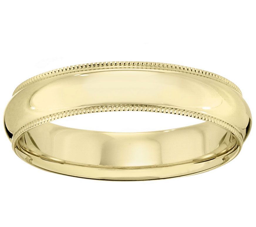Women's 18K Yellow Gold 5mm Milgrain Wedding Band