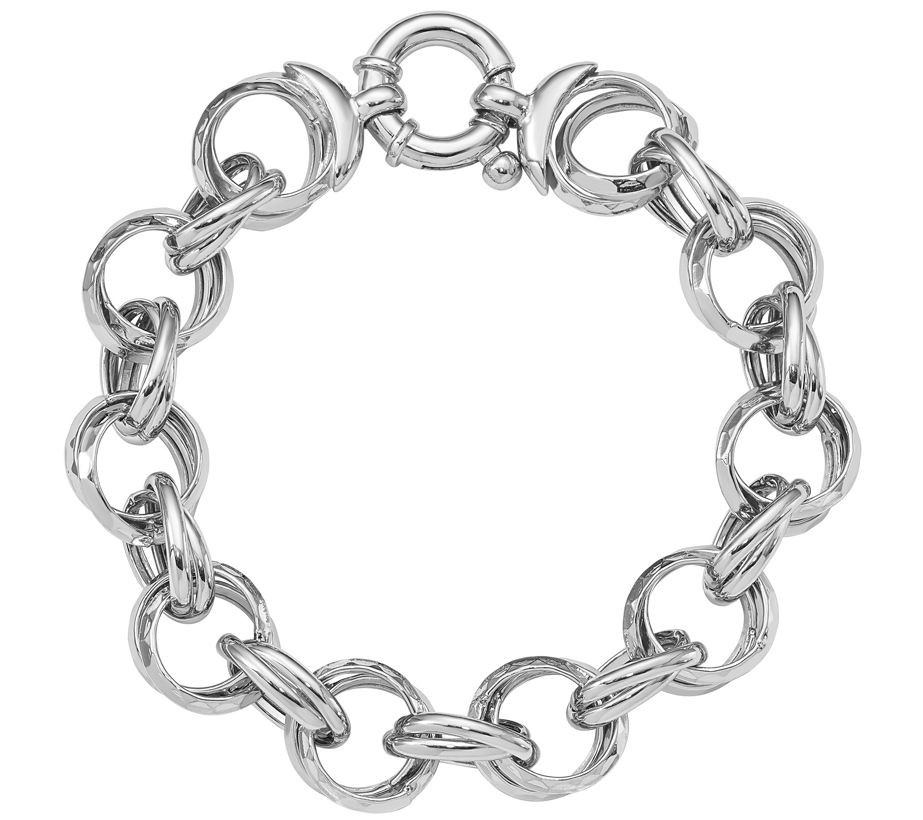 Italian Silver Diamond-Cut Link Bracelet, 16.7g - QVC.com