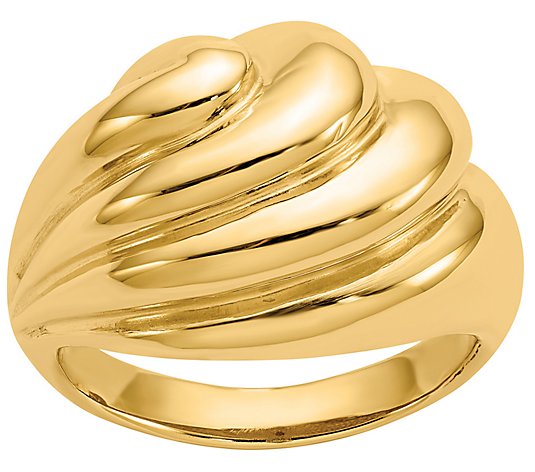 14K Gold Domed Swirl Ring