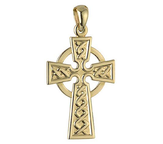 Solvar 14K Gold Embossed Celtic Cross Charm
