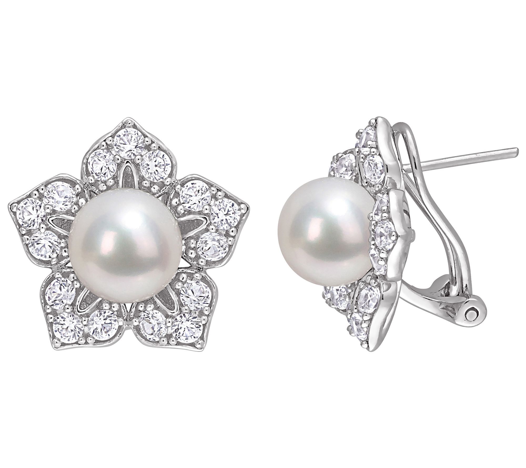 Affinity Cultured Pearl & Created Gemstone Earrngs, Sterling