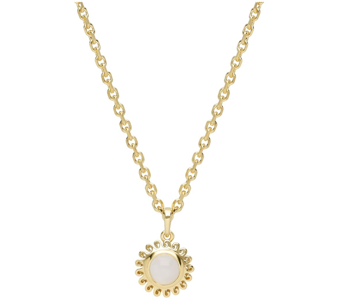 Goddaughters 14K Gold Clad Moonstone Sun Pendant W/ Chain