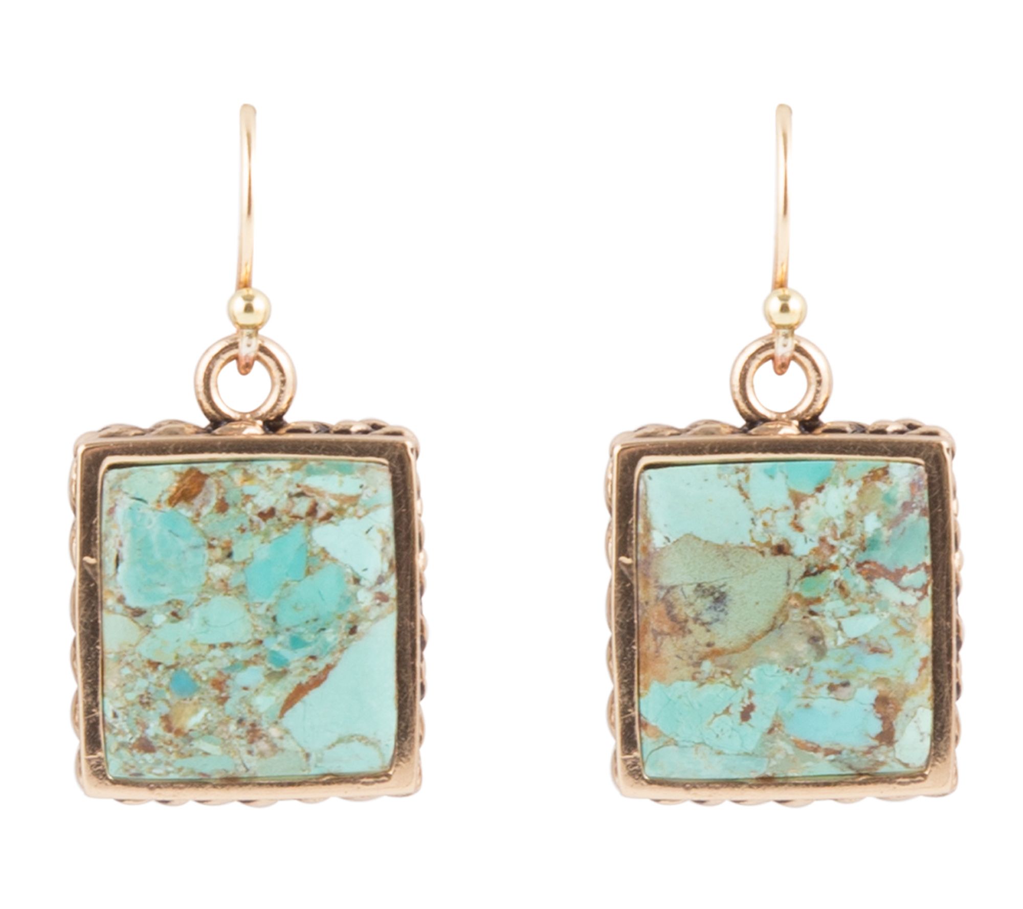 Barse Artisan Crafted Composite Turquoise SquarEarrings