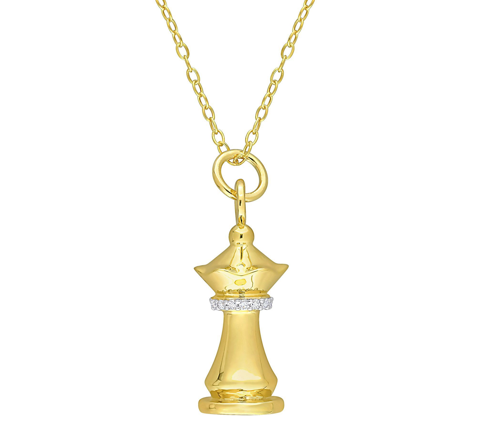 Affinity Diamond Accent Chess Pendant w/ Cha in, 18K Plated