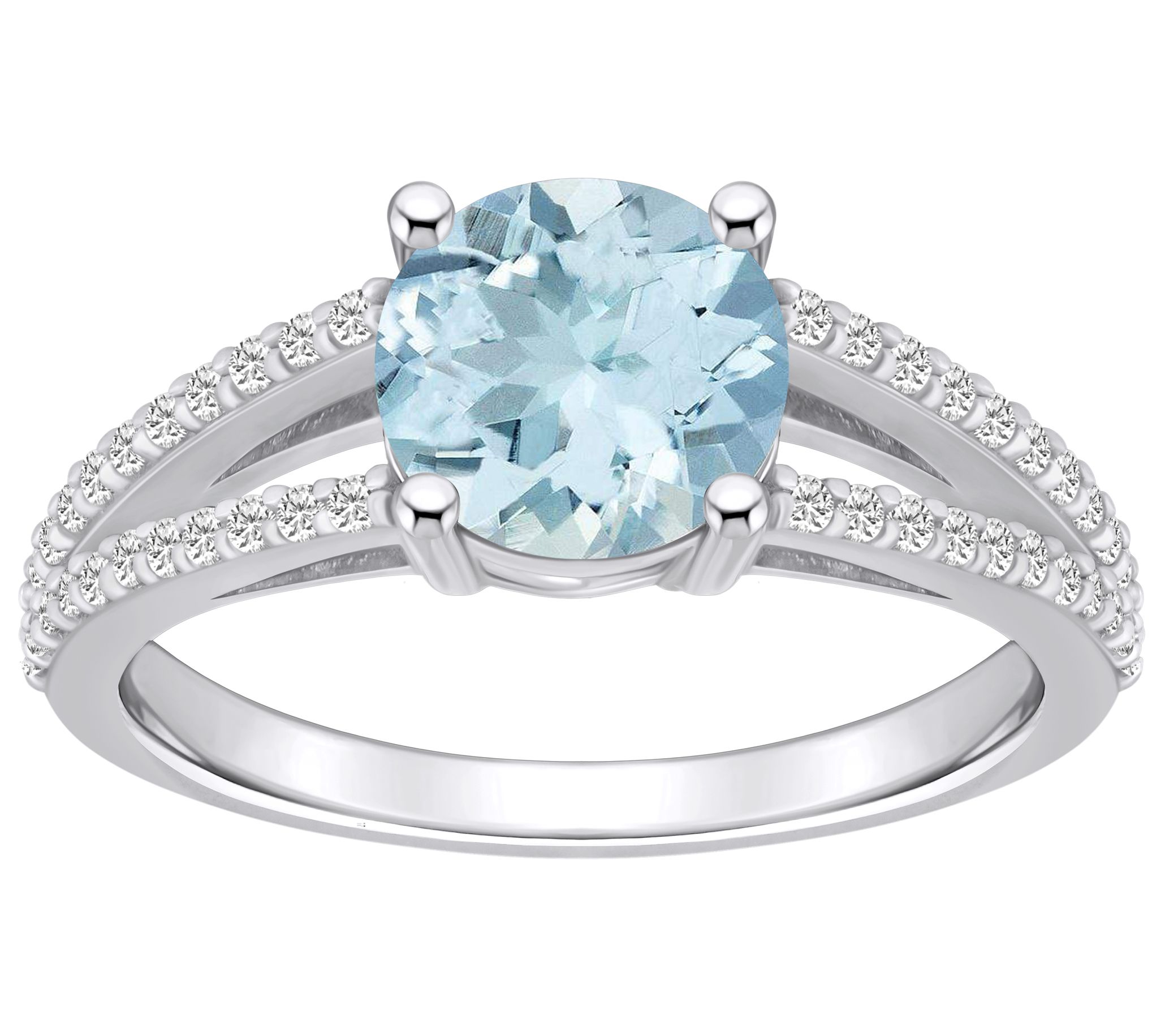 Affinity Gems Round Aquamarine & Diamond Ring,14K Gold