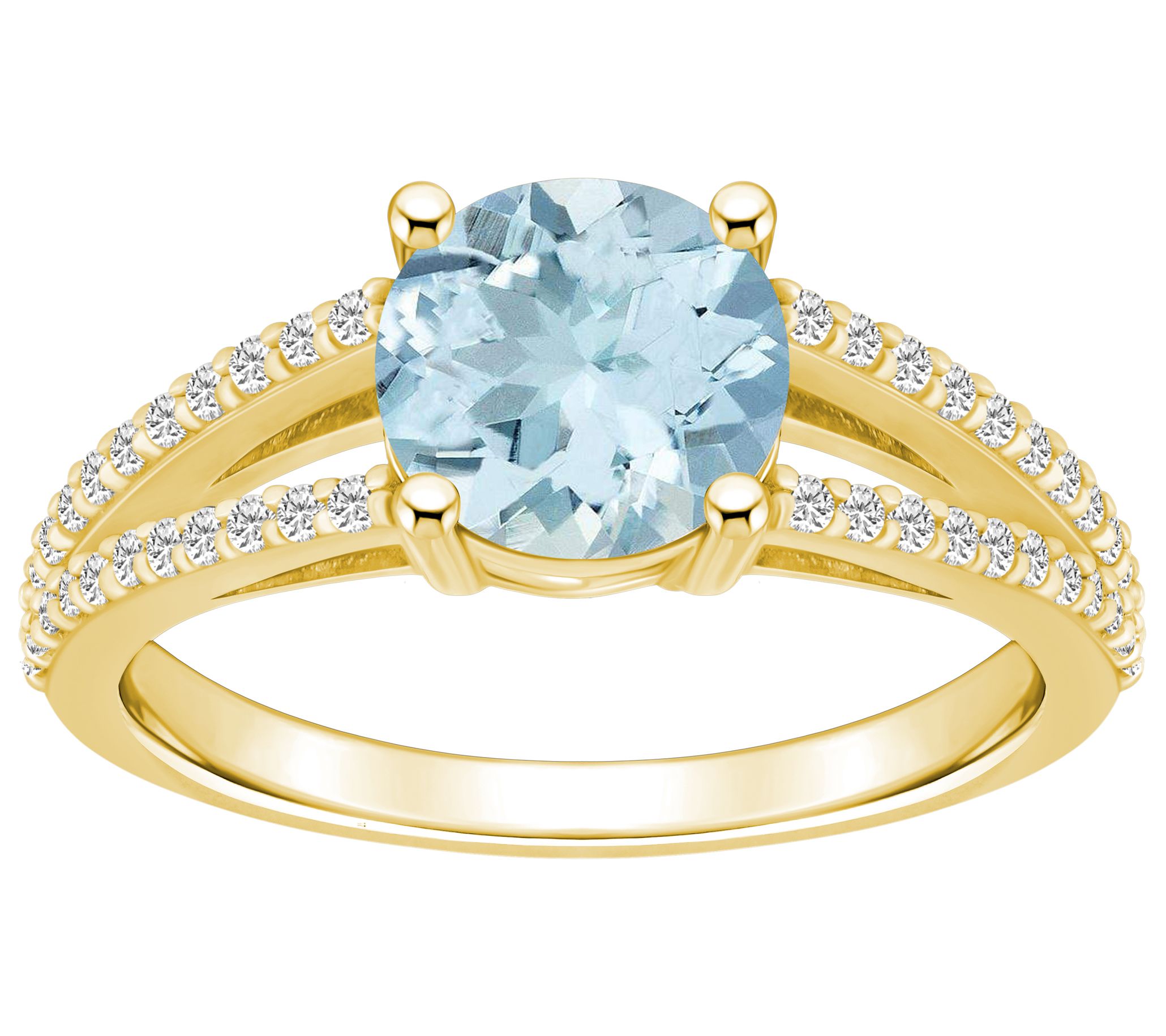 Affinity Gems Round Aquamarine & Diamond Ring,14K Gold