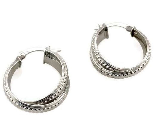 Alkeme Sterling Silver Textured Crossover Hoop Earrings