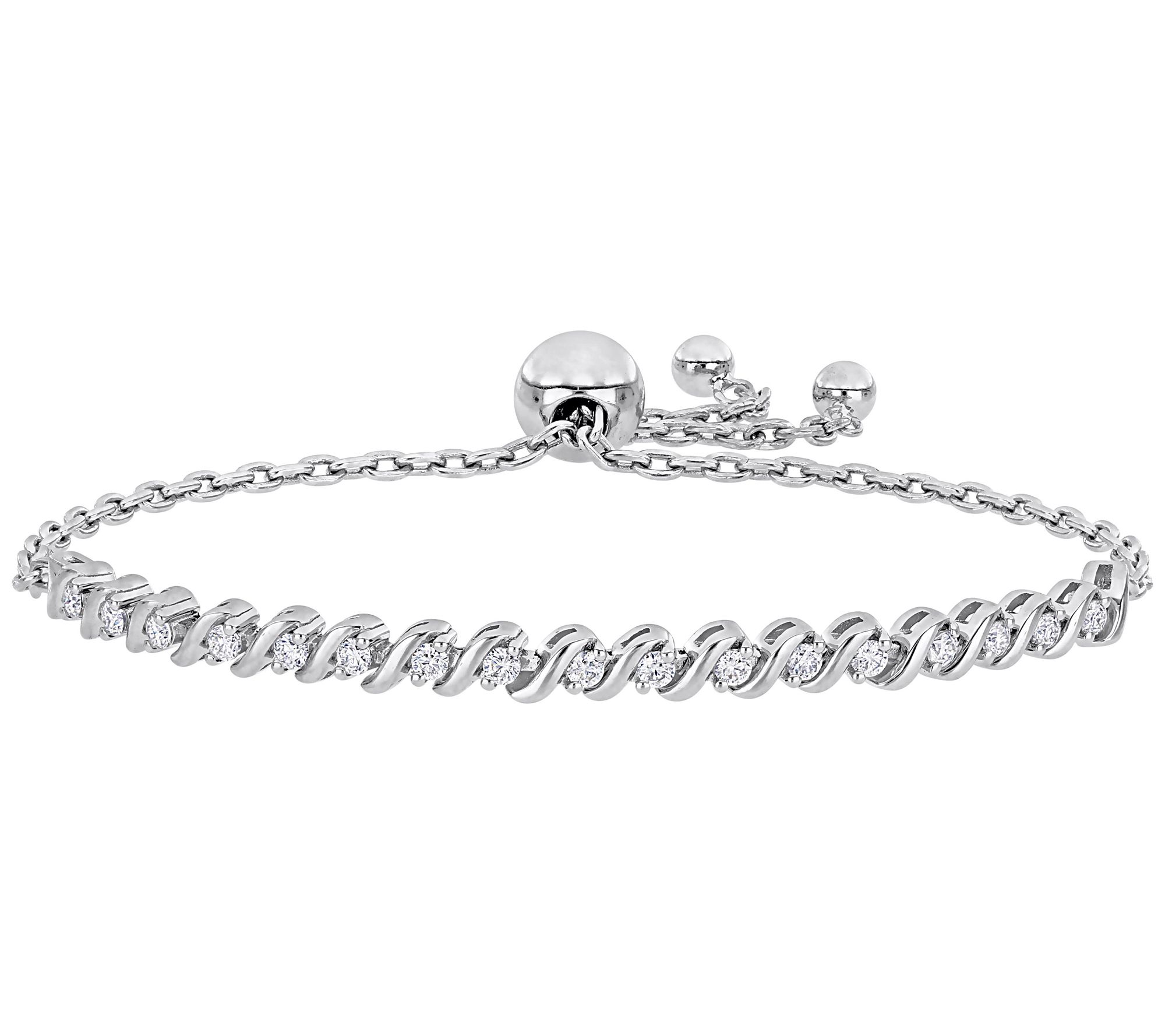 MoissanIce Moissanite 0.45 cttw Adjustable Bracelet, Sterling