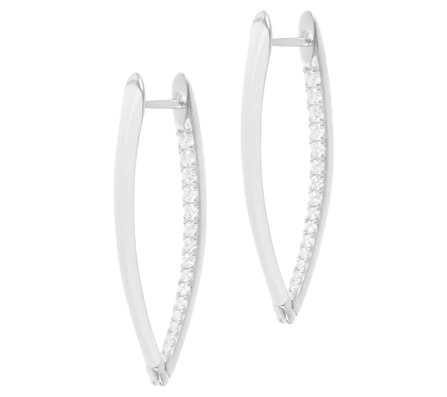 Diamonique 0.55 cttw Enamel Hoop Earrings, Sterling Silver