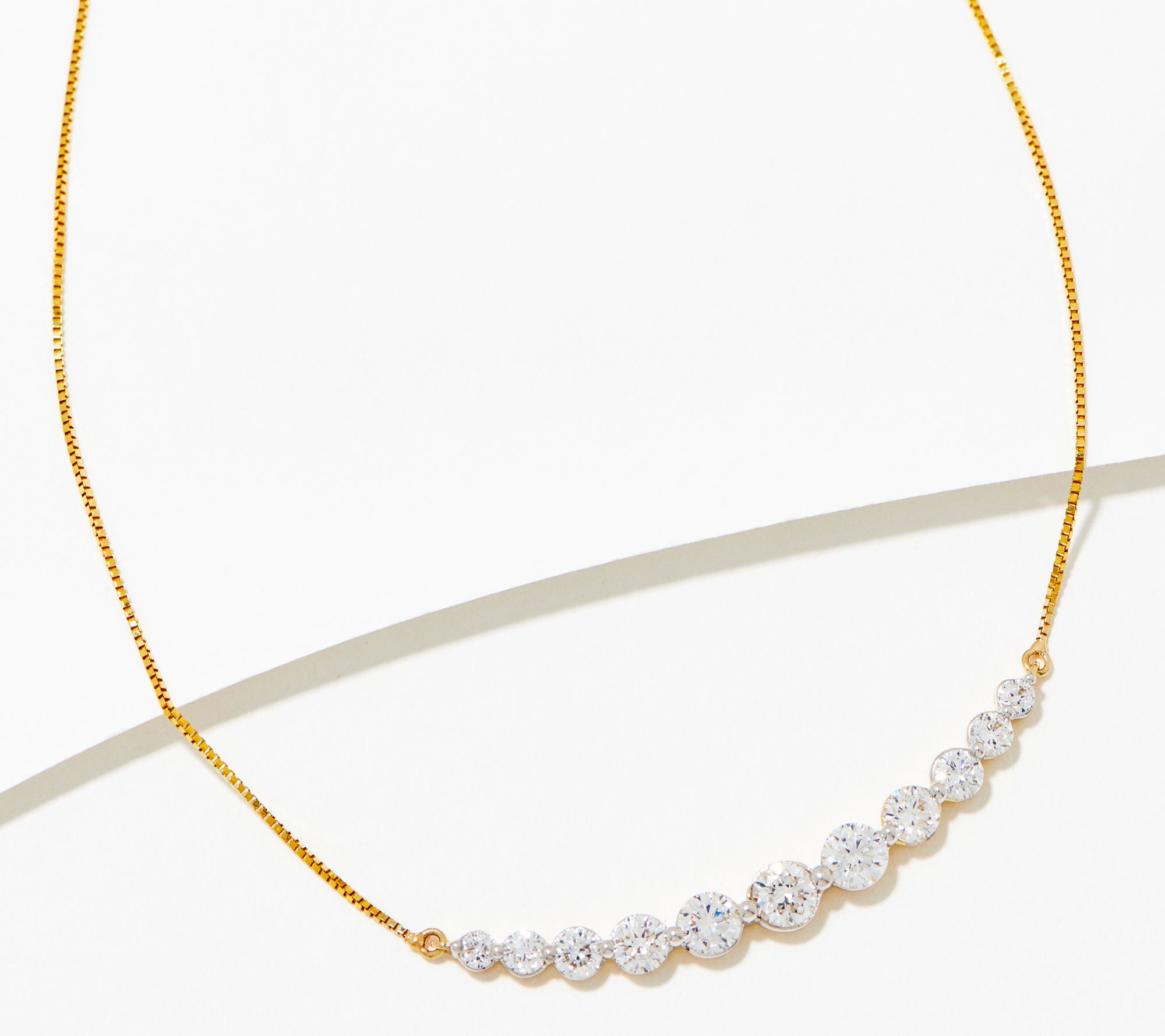 Fire Light Lab Grown 1cttw Curved Diamond Necklace, 14K