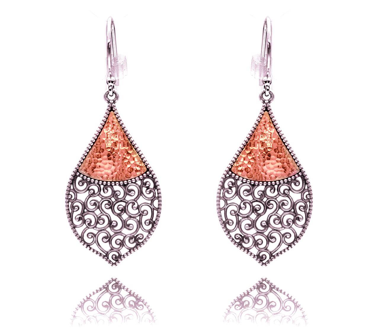 Or Paz Sterling Silver Two-Tone Tear Drop Dangle Earrings