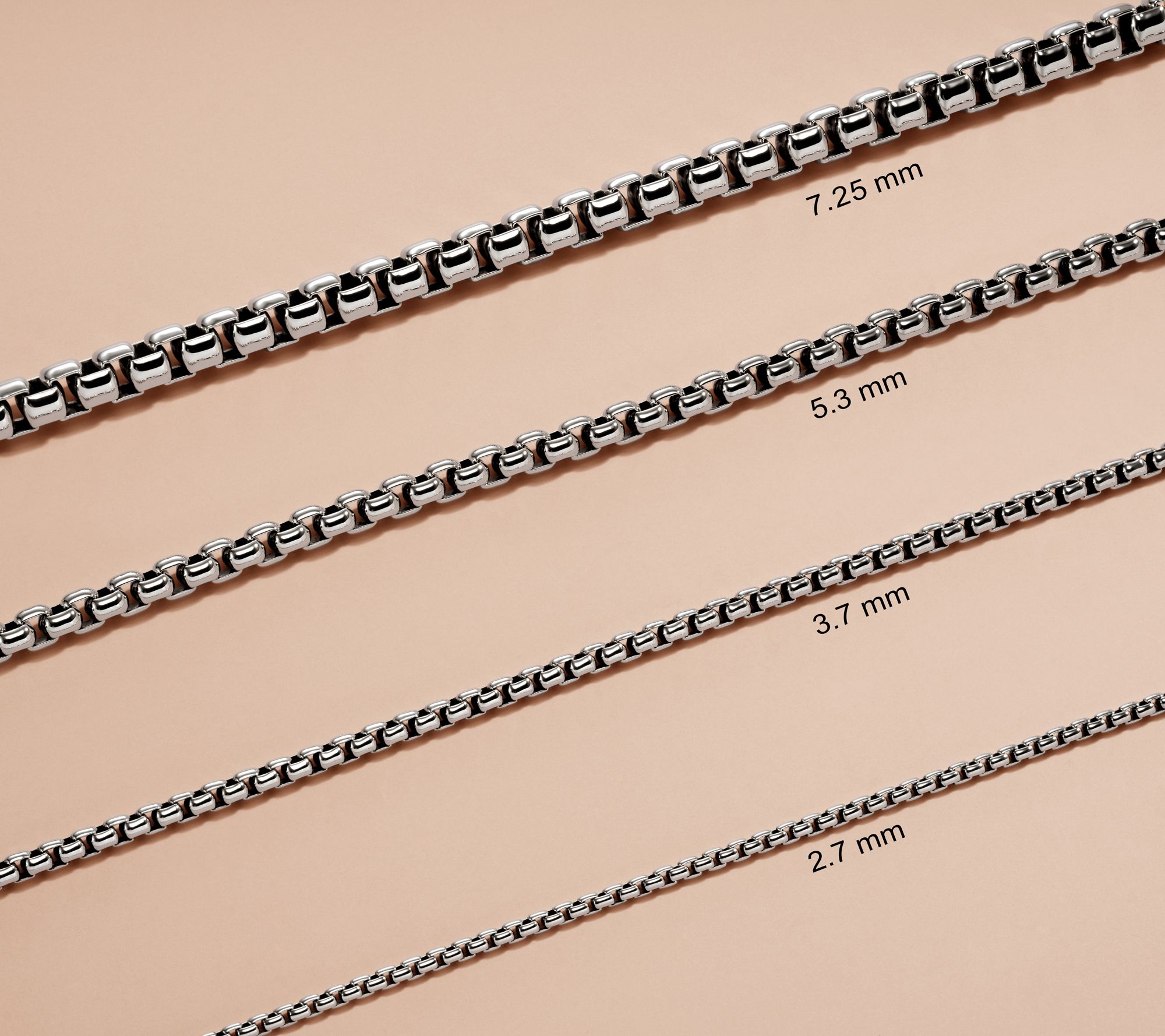JAI Sterling Silver Station 3.7mm Box Chain Bracelet 