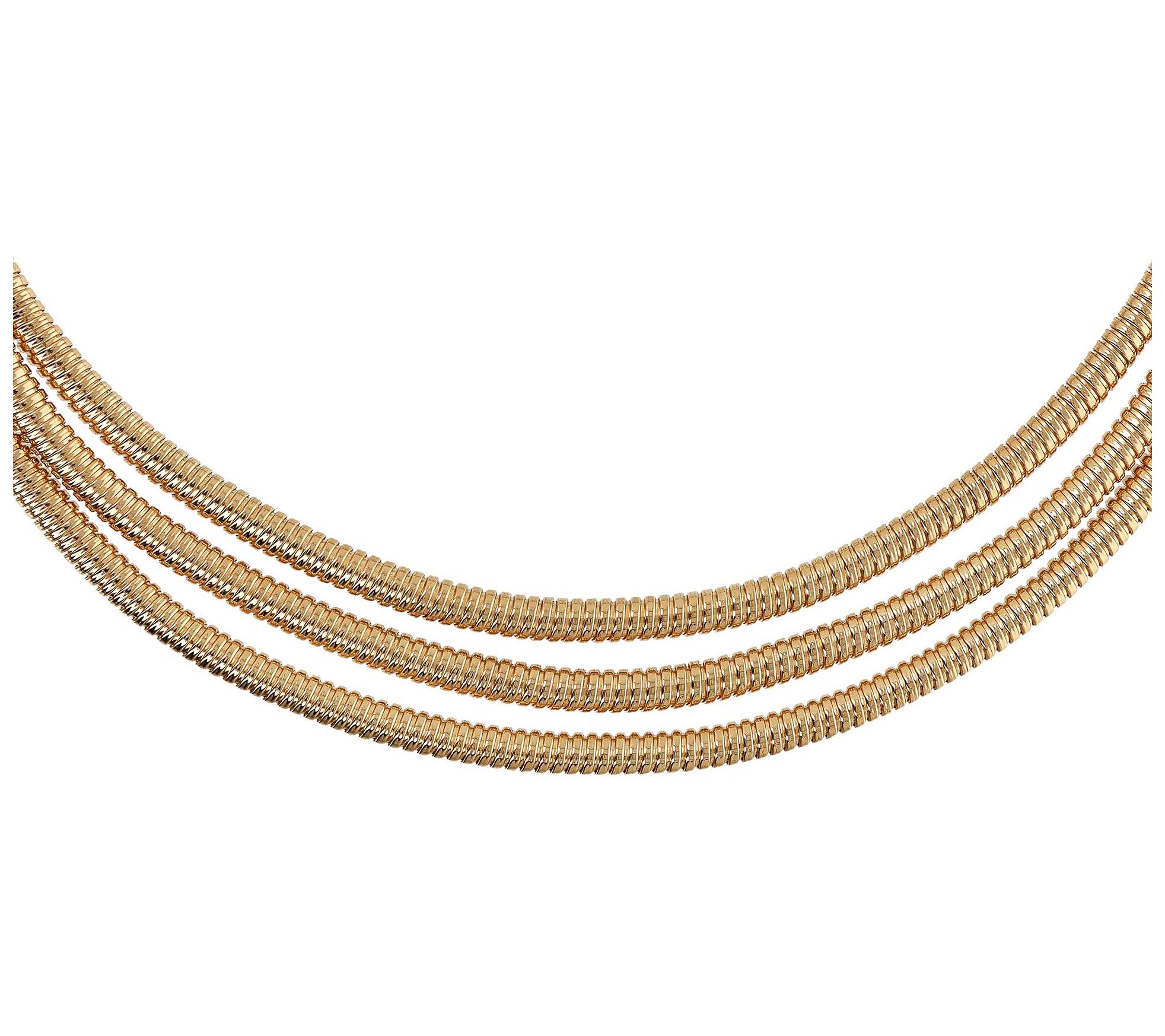 Alberto Milani Triple Strand Tubogas Necklace, 14K Gold 43.5g