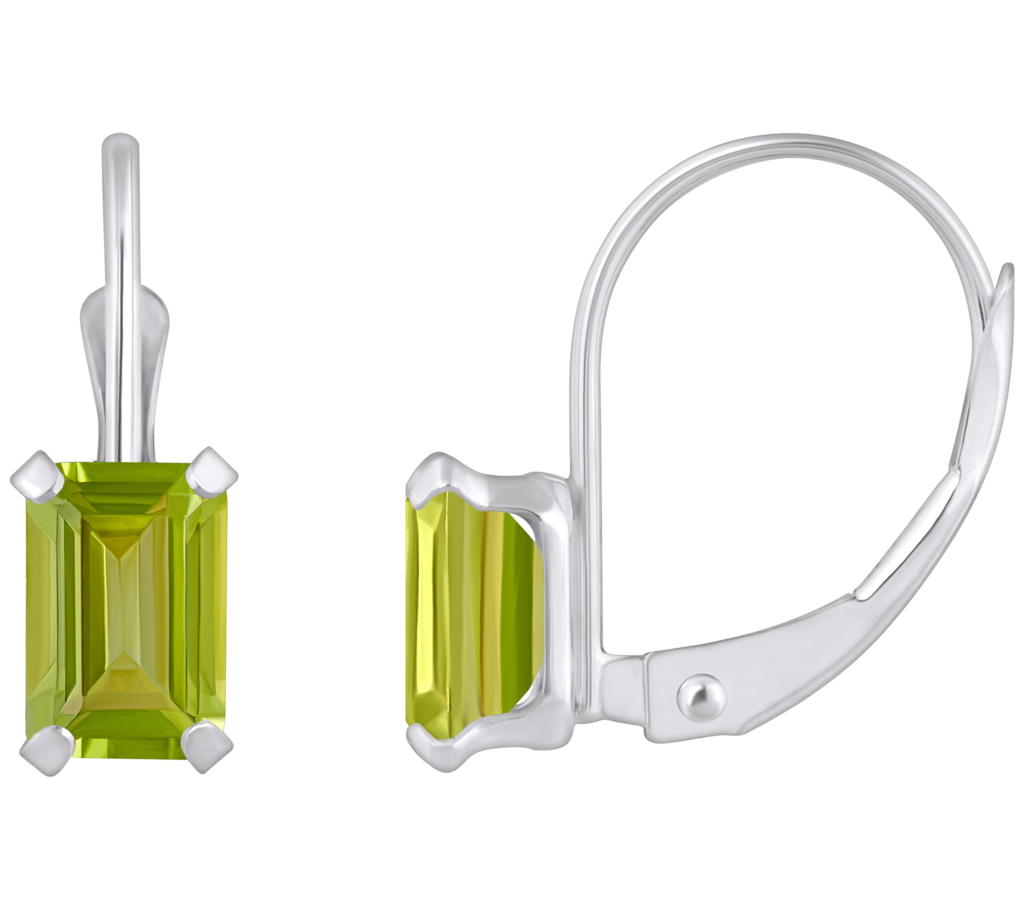 Affinity Gems Emerald Cut Leverback Earrings, 10K White Gold