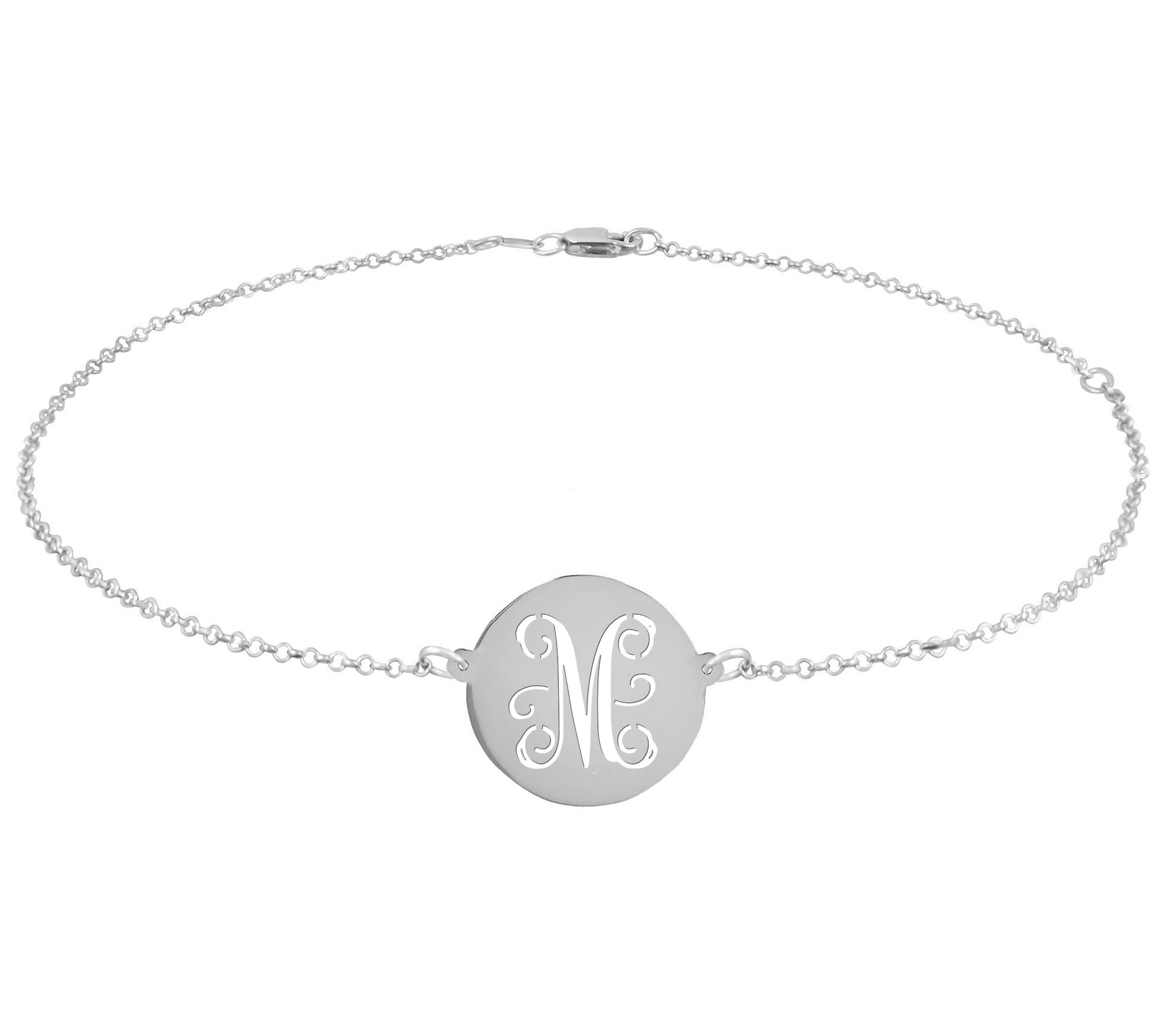 Personalized Sterling Script Initial Disc Ankle Bracelet