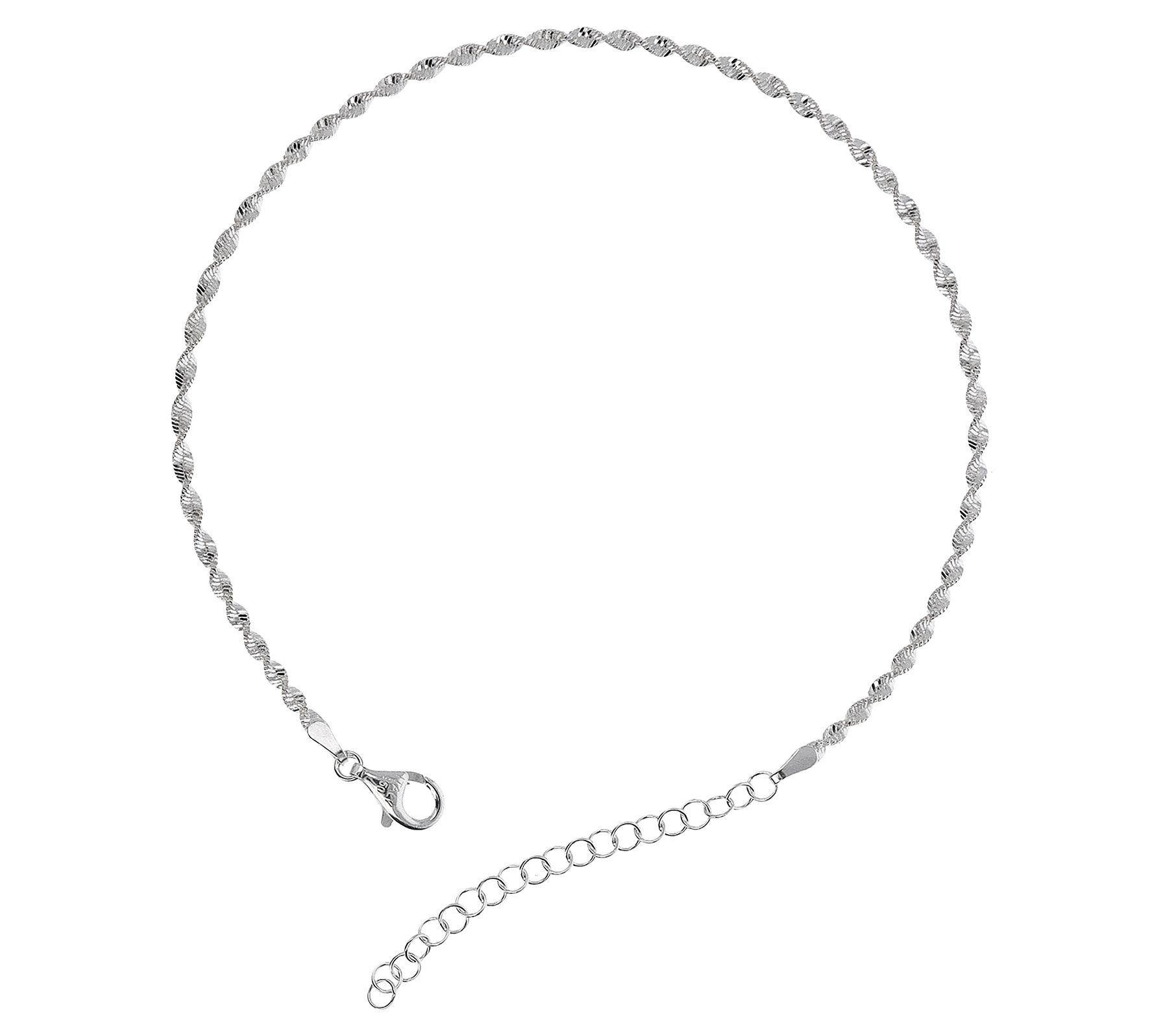 UltraFine Silver Twisted Herringbone Ankle Bracelet 2.8g - QVC.com