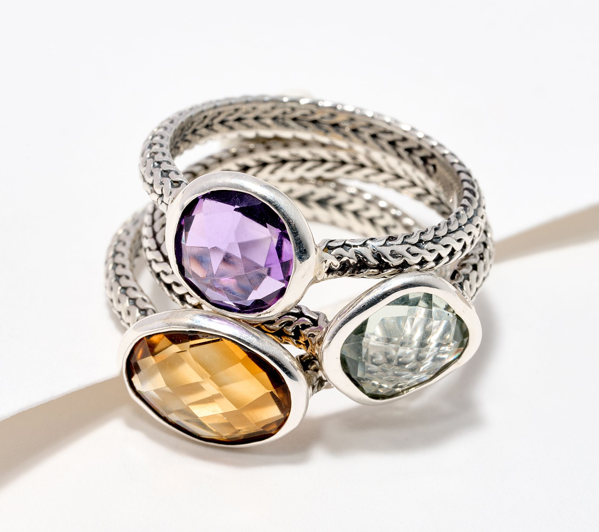 "As Is" Artisan Crafted by Robert Manse Gemstone Stack Ring Set, SS