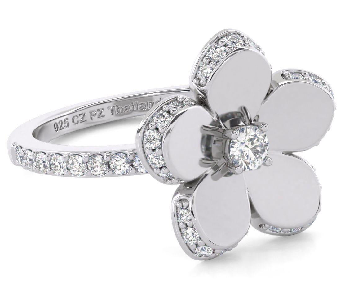 Diamonique 1.00 cttw Flower Ring, Sterling Silver
