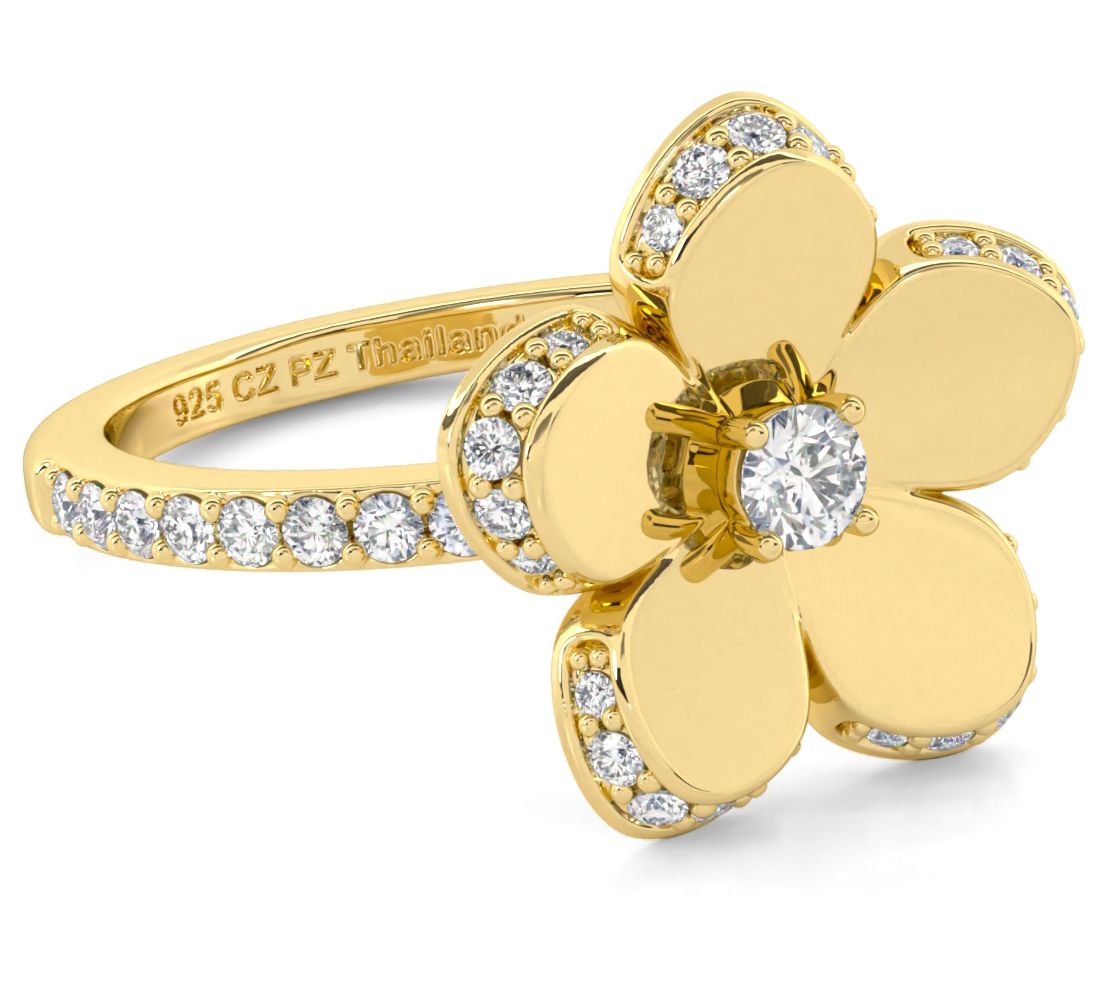 Diamonique 1.00 cttw Flower Ring, Sterling Silver