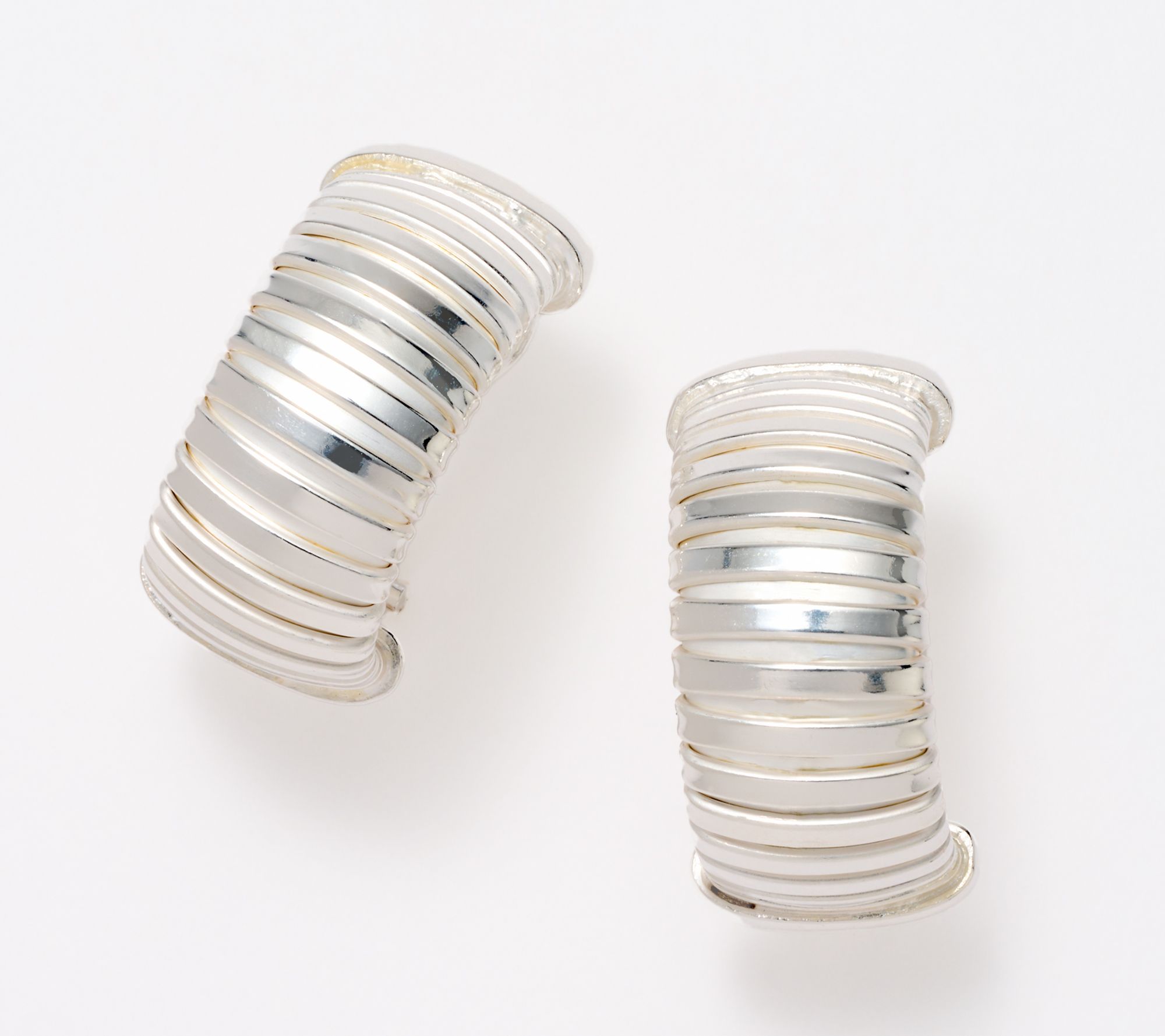 UltraFine 950 Silver Tubogas Omega Back 3/4" Hoop Earrings