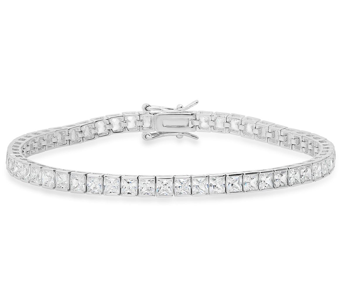 Sterling Silver Princess Cut Simulated Diamondennis Bracelet