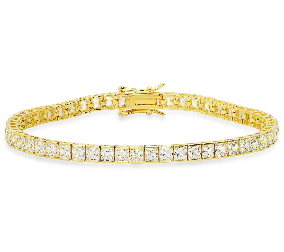 Sterling Silver Princess Cut Simulated Diamondennis Bracelet
