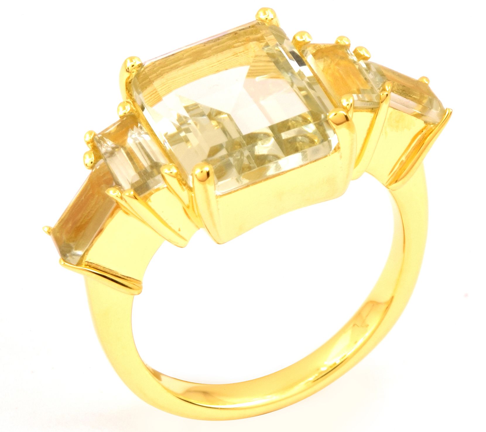 Affinity Gems 6.20 cttw Prasiolite Ring, 14K Gold Plated