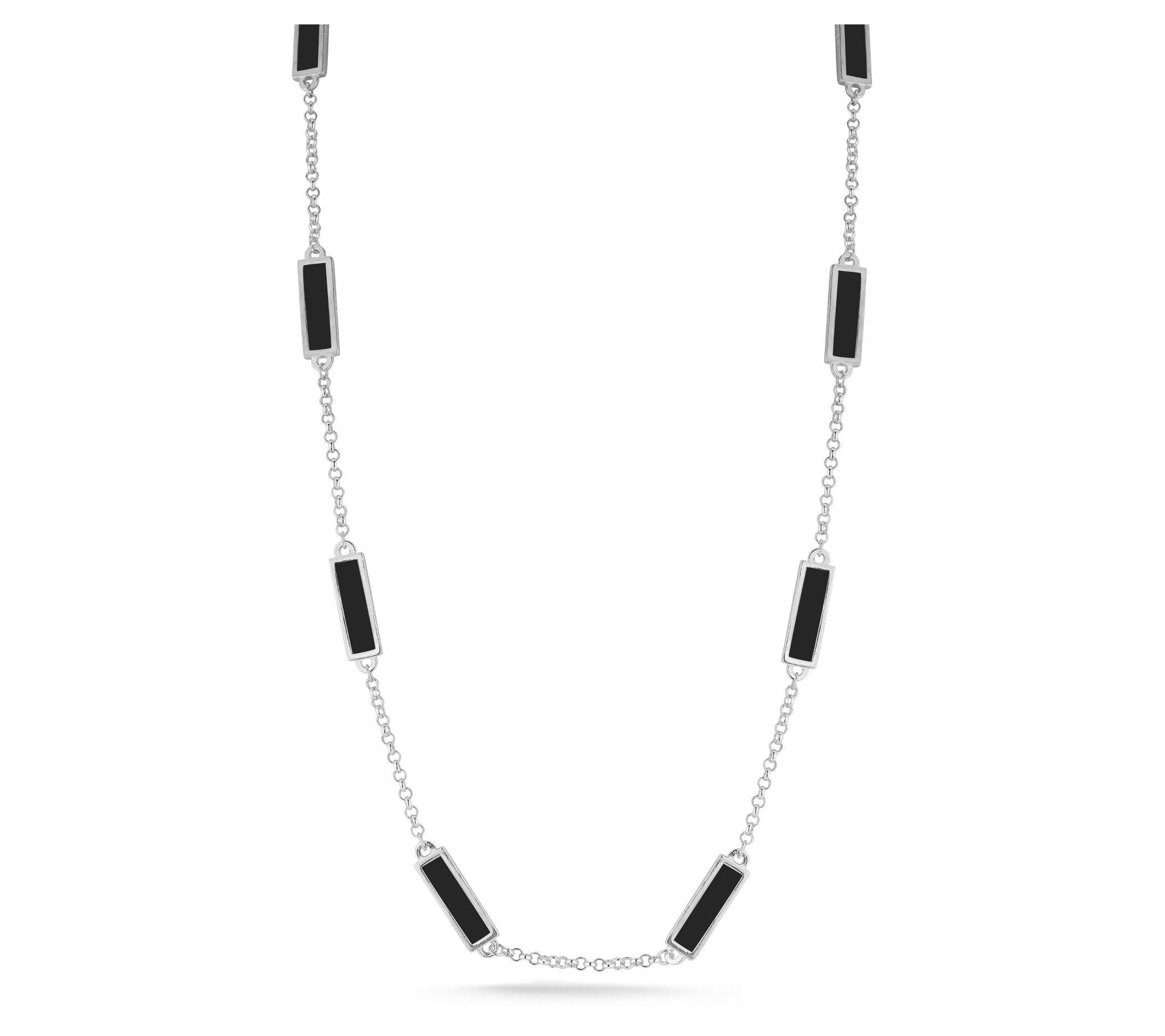 Sterlina Silver Synthetic Gemstone Necklace, Sterling Silver