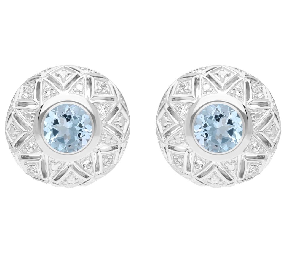 Elyse Ryan Sterling Silver Blue & White Topaz Cecile Earrings