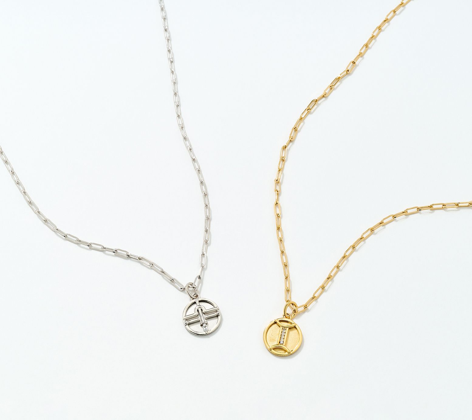 Silver Style White Topaz Zodiac Paperclip 20" Necklace, Sterl