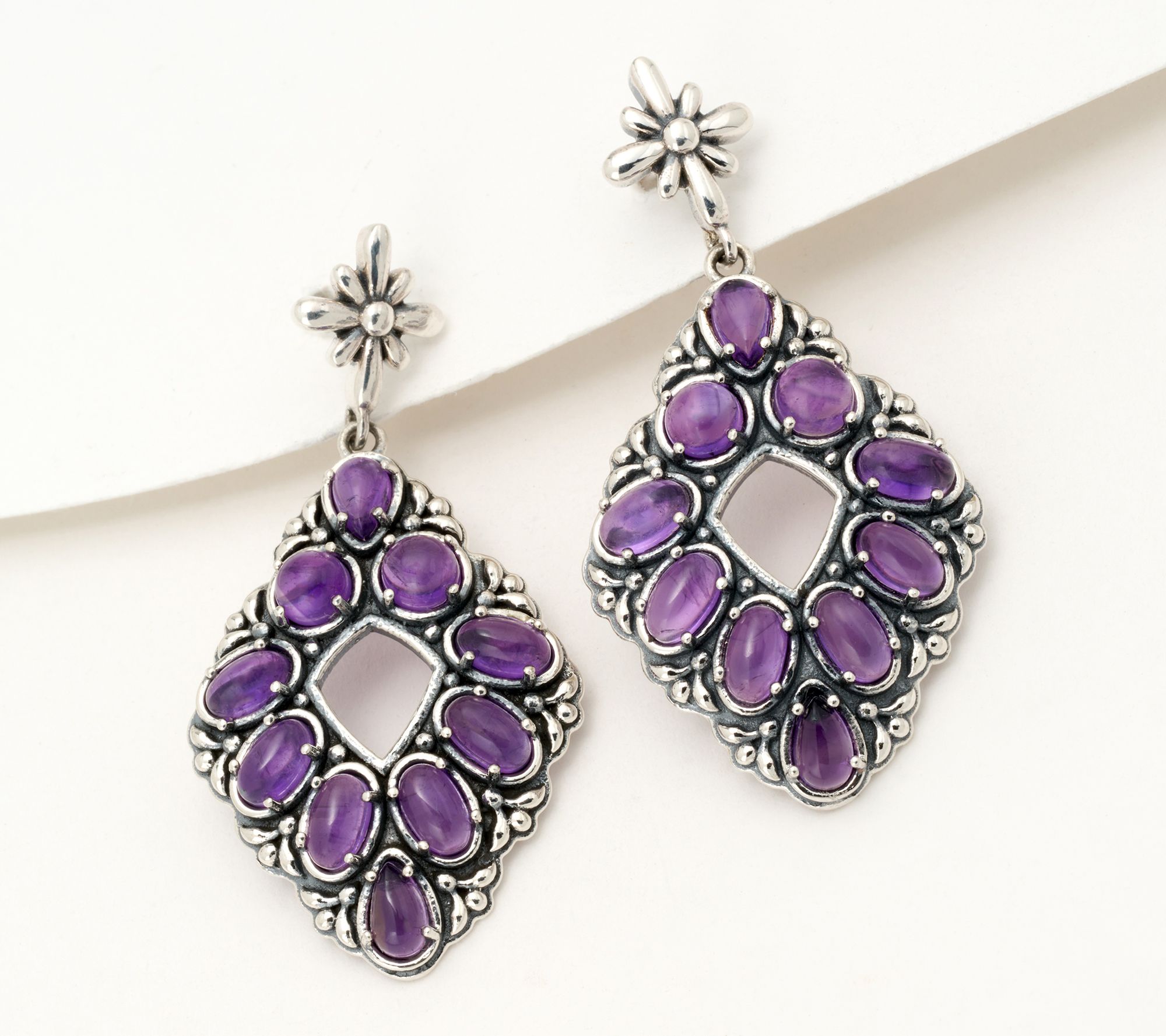  American West Sterling Silver Diamond Shape Gemstone Earrings