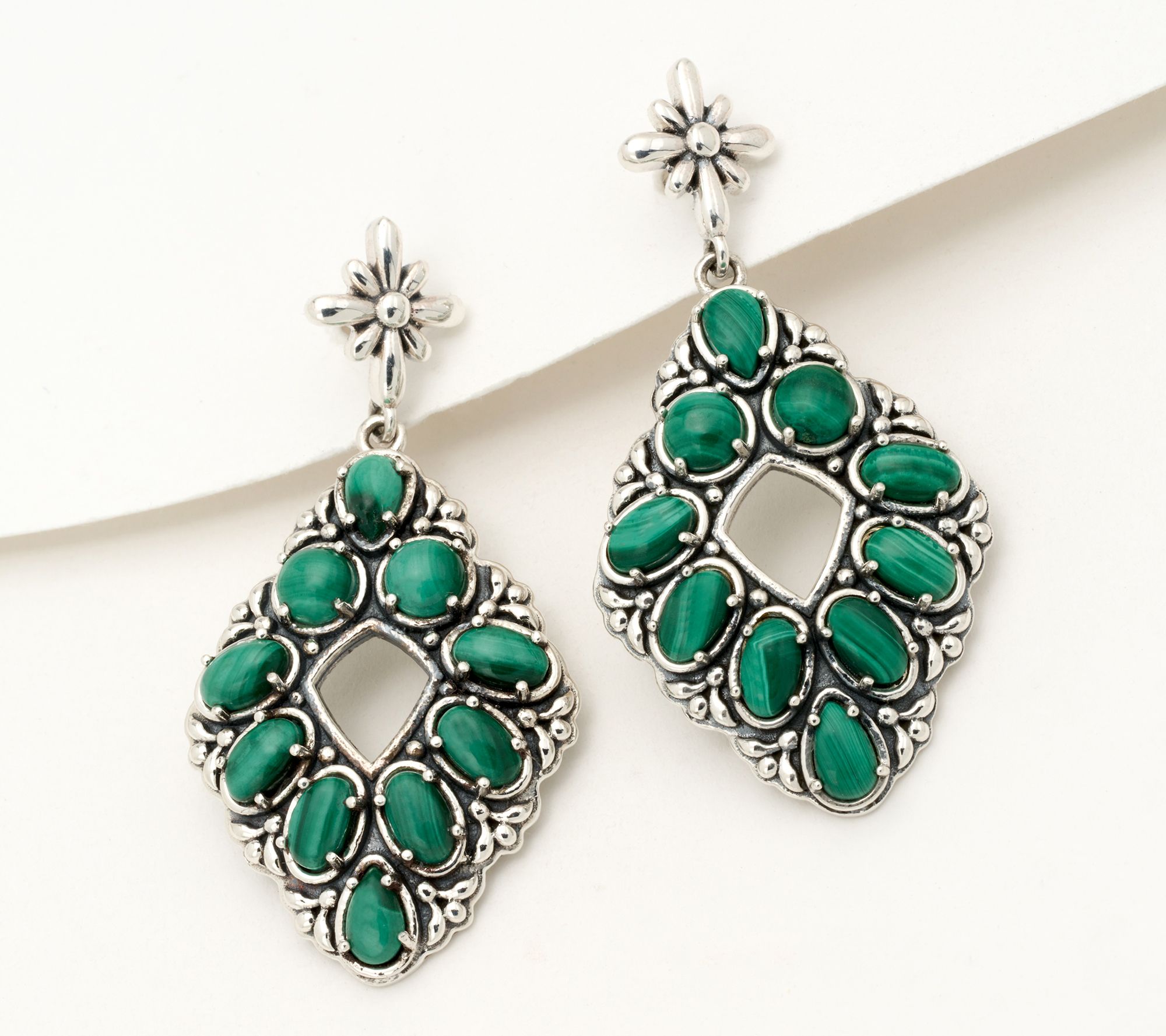 American West Sterling Silver Diamond Shape Gemstone Earrings