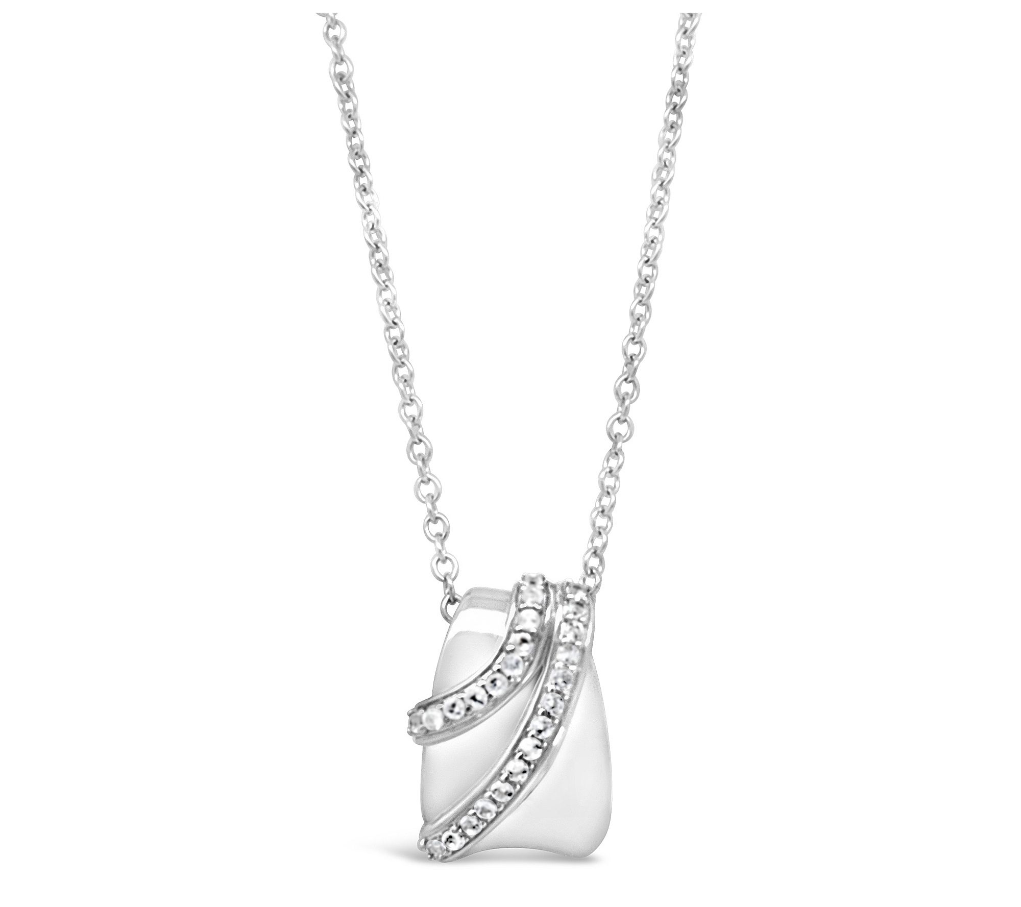 Ariva Sterling Silver White Topaz Bently Pendant w/ Chain