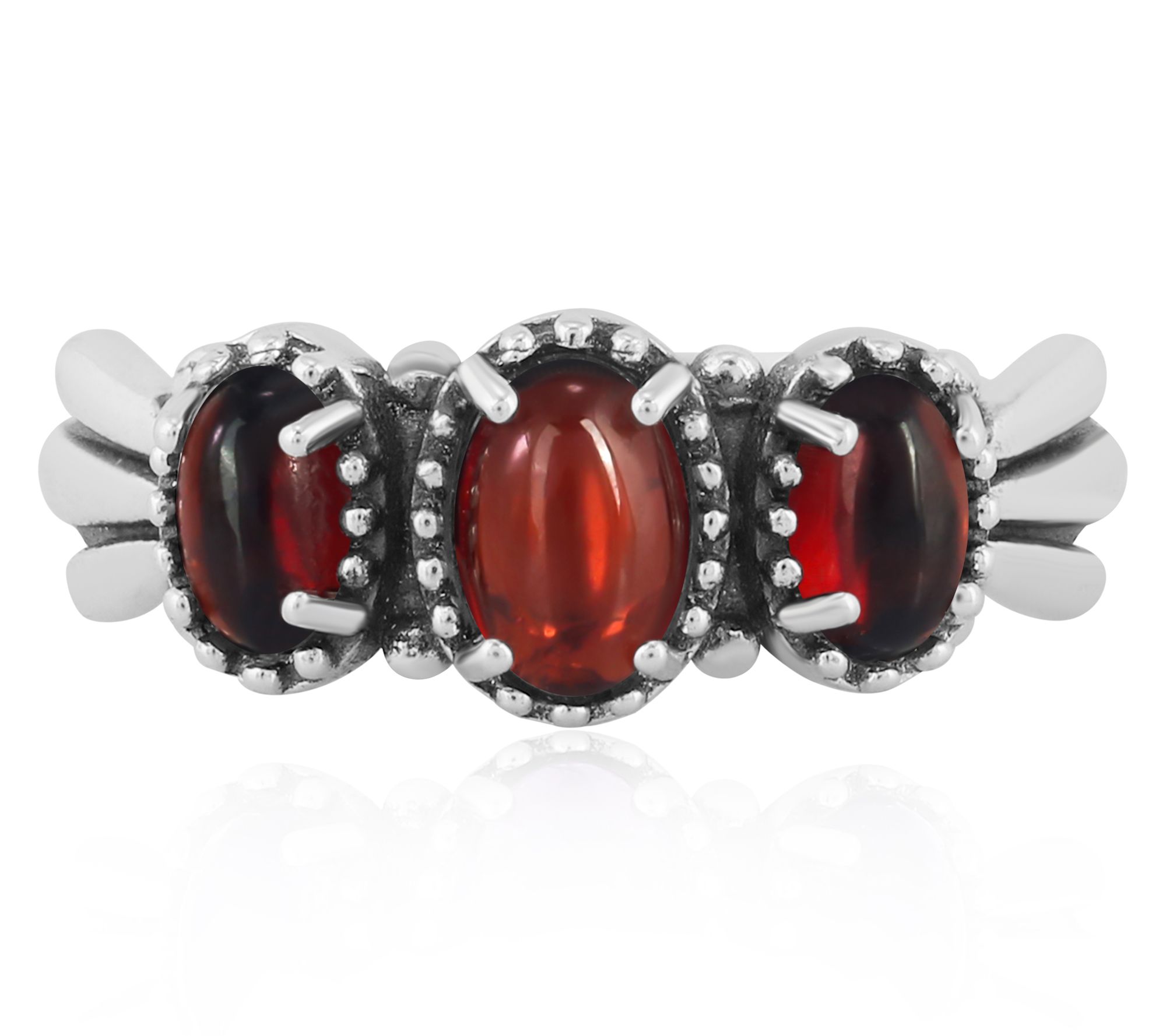 American West Sterling Silver Three Gemstone Fan Band Ring