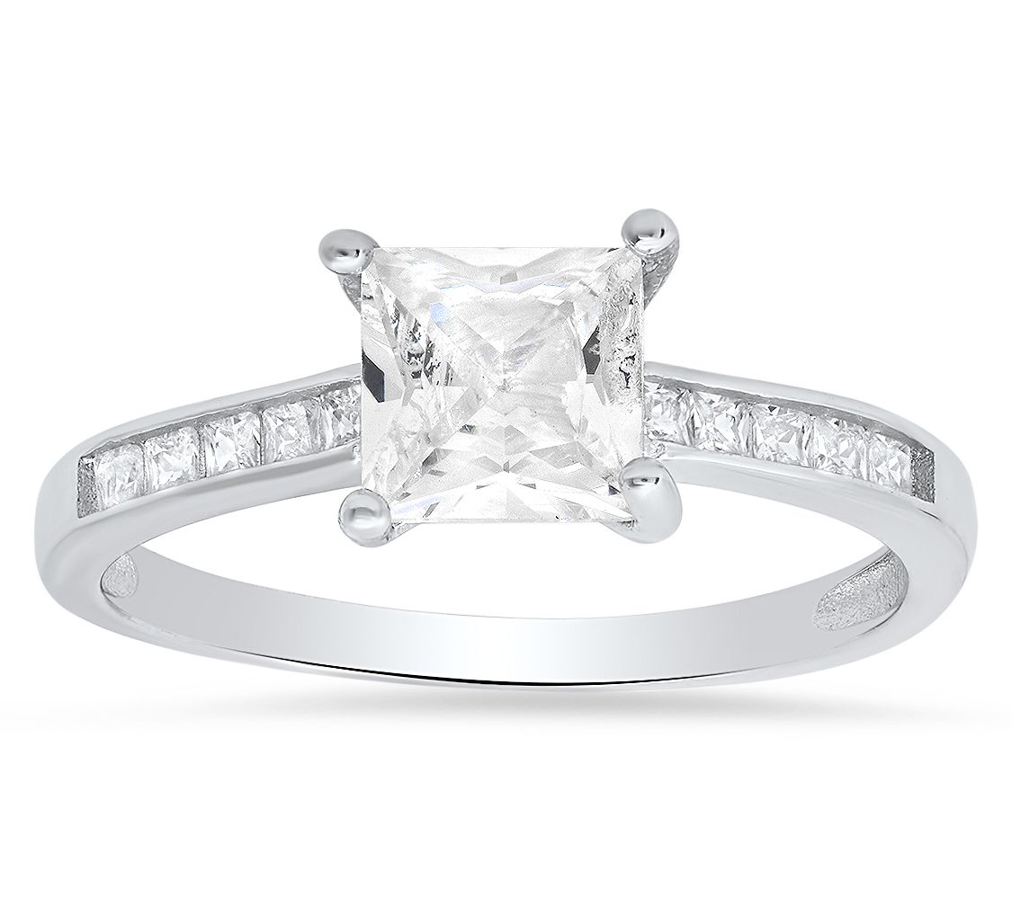 Diamonique 1.35 cttw Princess Cut Ring, Sterling Silver