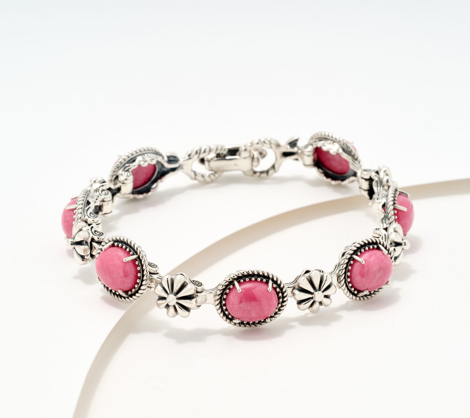 American West Sterling Silver Oval Gemstone Tennis Bracelet