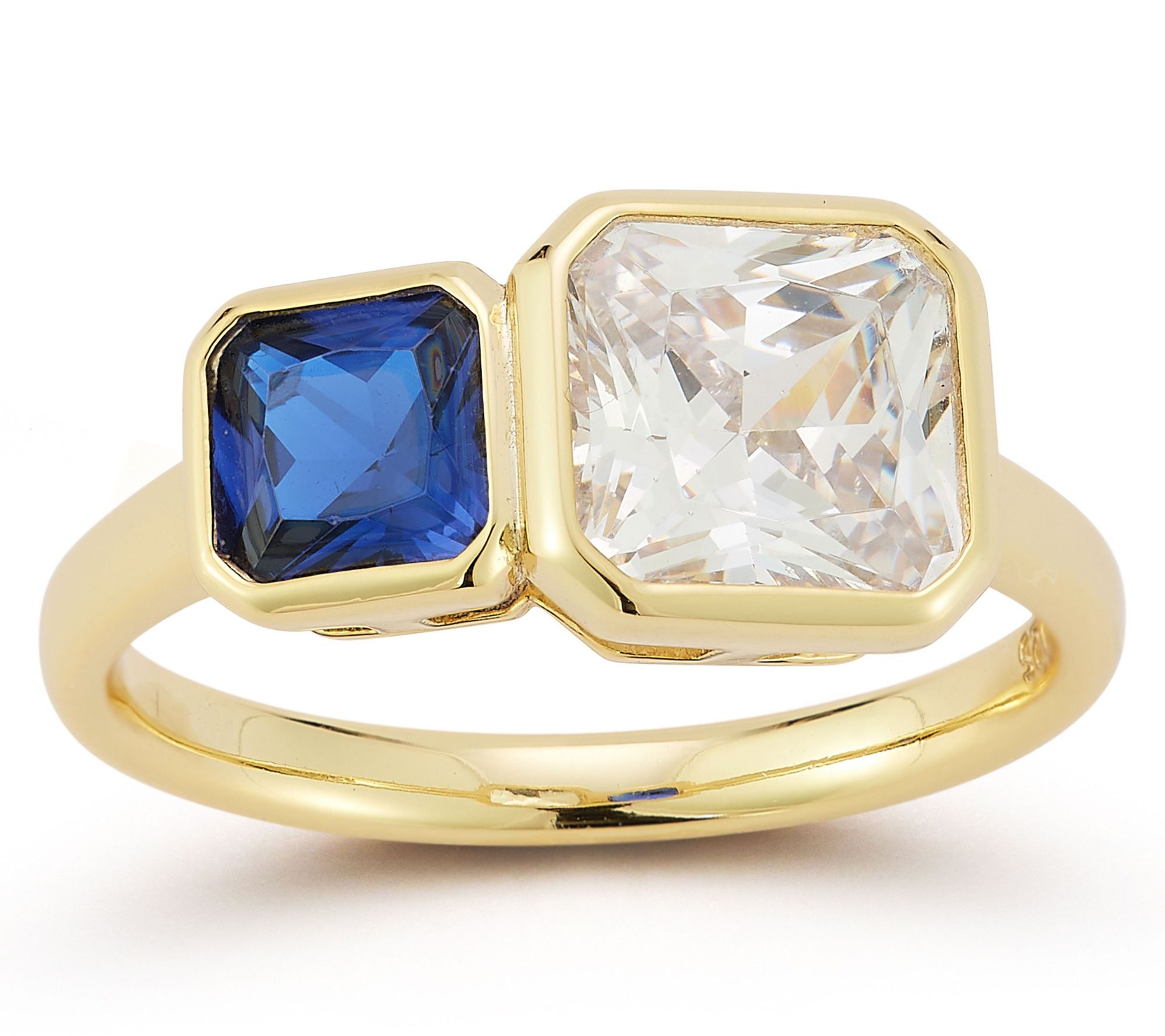 Rachel Zoe Duo Radiant Cut Ring, 14K Gold Plated