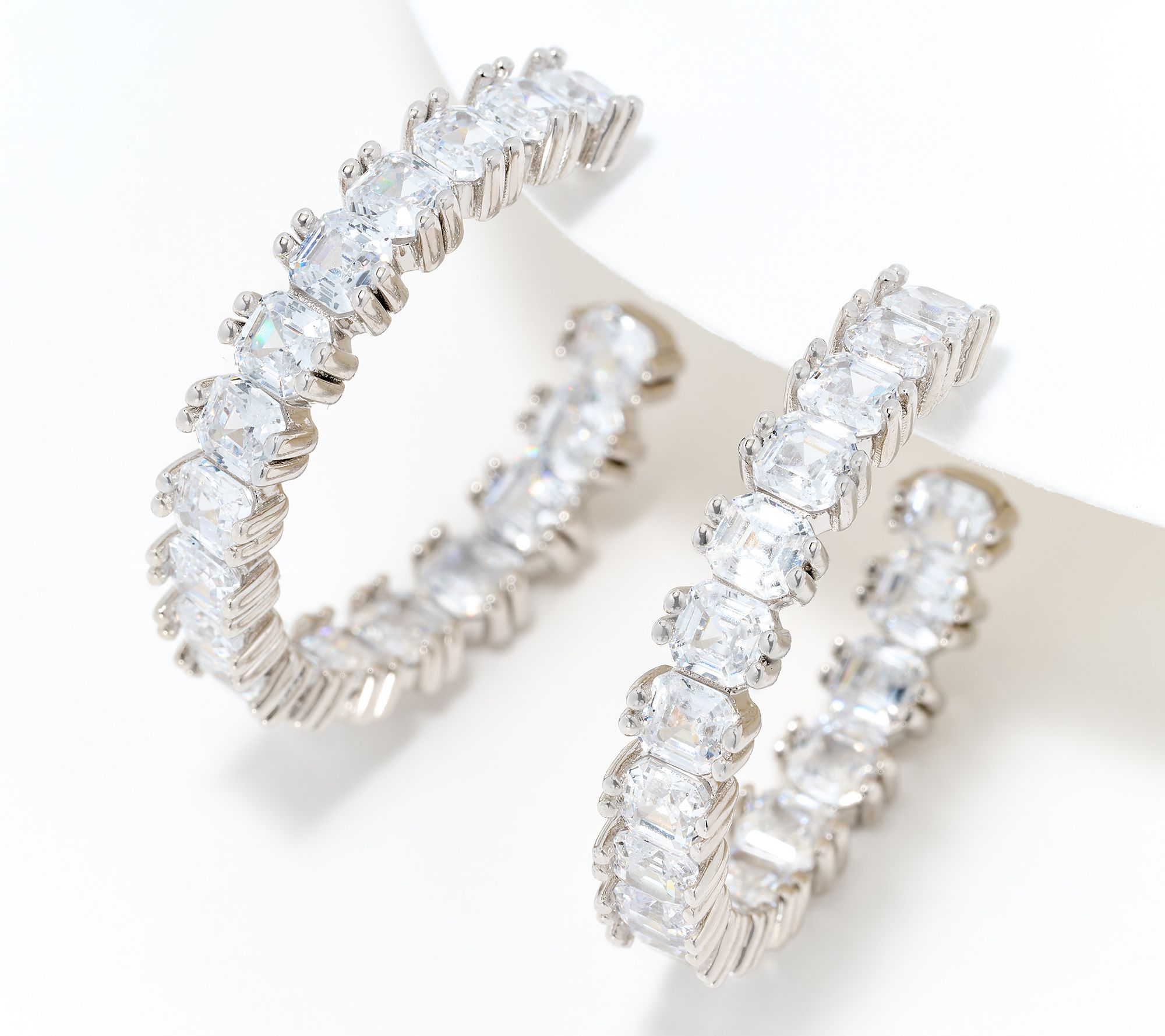 "As Is" Diamonique 25mm Inside Out Hoop Earrings, Sterling Silver