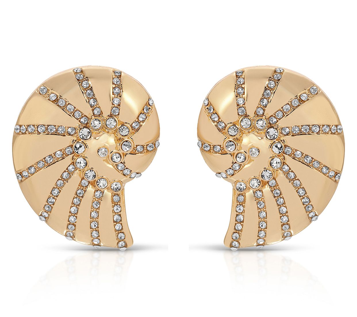 Ettika Crystal Studded Nautilus Shell Earrings