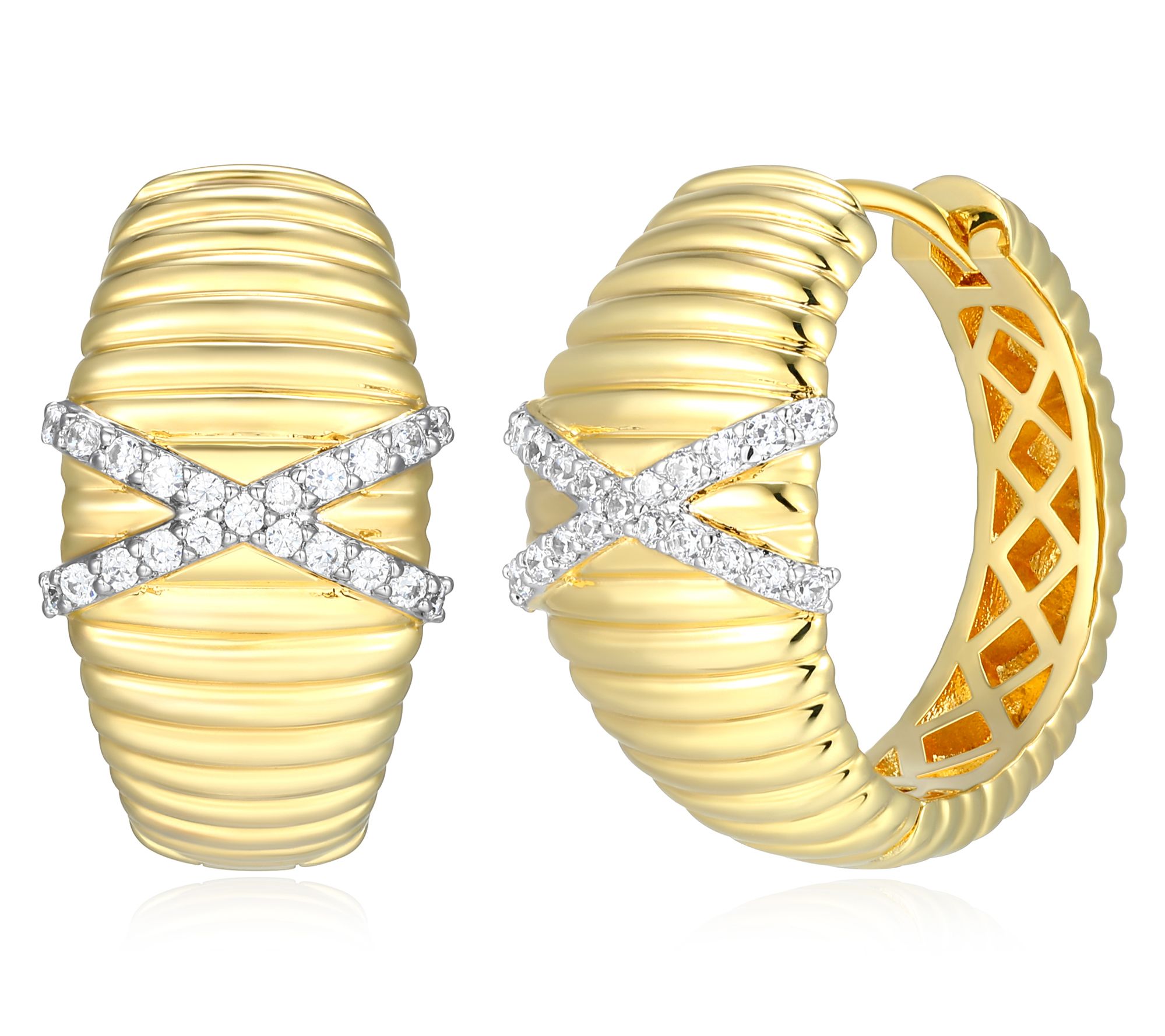 LuxLab Grown Diamond Accent Hoop Earrings, 18K Plated